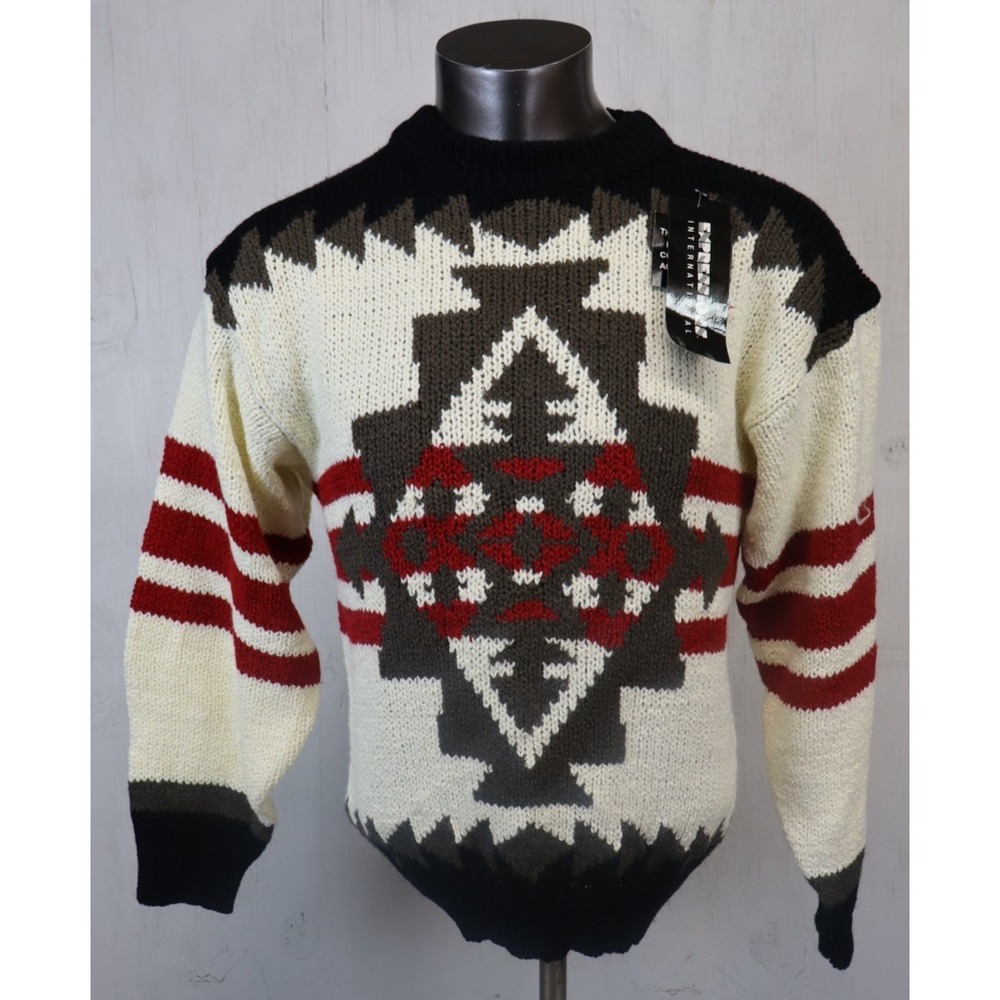Vintage Expressions International Knit Sweater Mens Size M Acrylic Geometric New